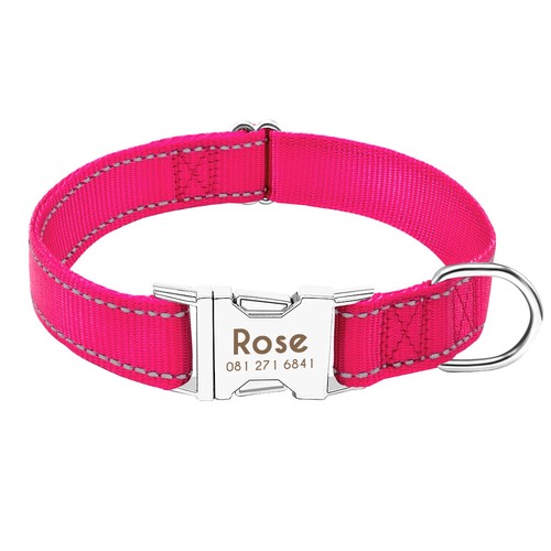 Personalised Dog Collar Custom Name/Number/Text Nylon Reflective Pet Neck Strap - Picture 7 of 16