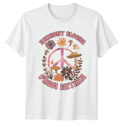 Harmony Blooms From Within Peace Zeichen Hippie Natur T-Shirt