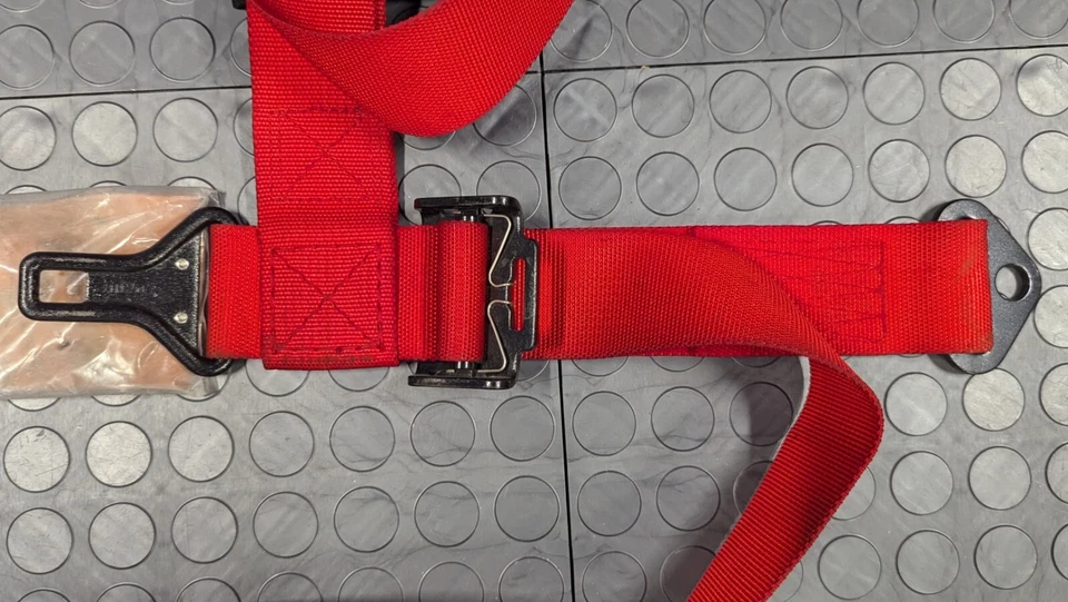 PRO ARMOR 4 Point Harness Safety Belt 2" Padded Red - Image 3 of 4