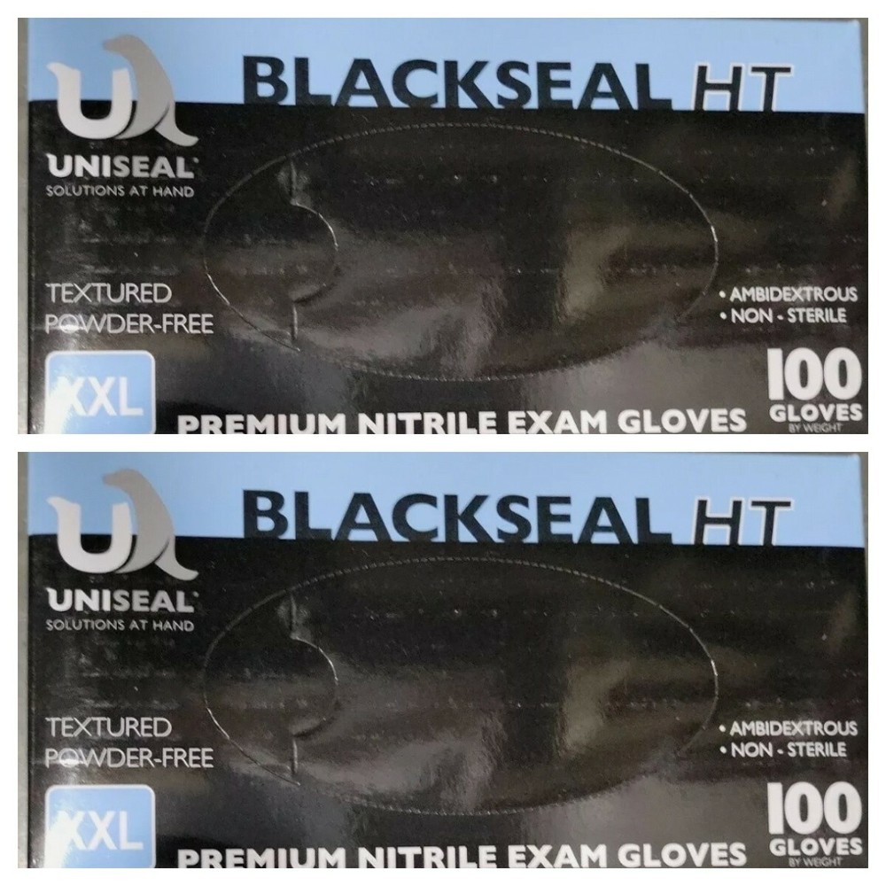 Black Nitrile Gloves 10MIL XXL Size 2 Packs of 100