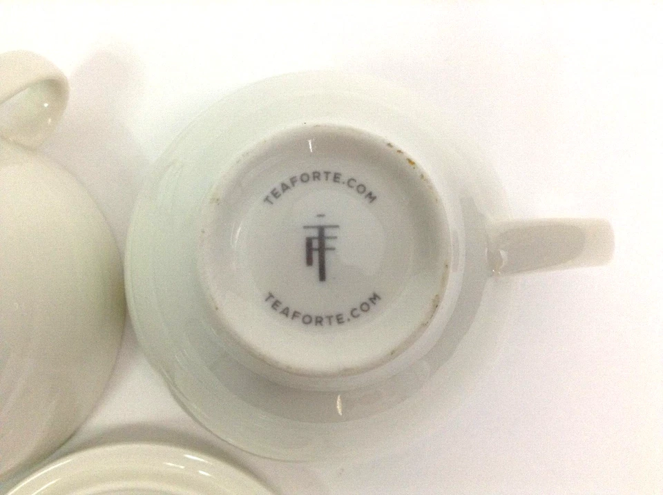 Tea Forte 2 Bone White Porcelain 8oz Ceramic w/ Lid w/Hole for Teabag String - Image 3 of 4
