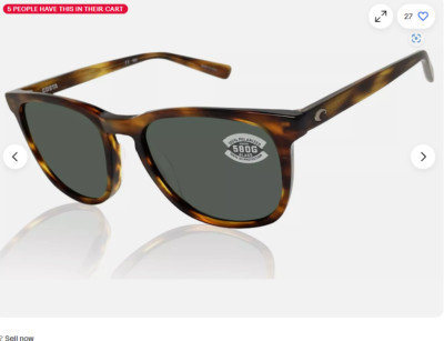 Costa Del Mar Sullivan Matte Tortoise Gray 580 Glass Polarized Lens Sunglasses