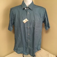 Botany 500 Mens Fine Shirts Blue Subtle Stripes 15.5 Short Sleeve NWT Free Ship 