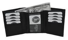 Hipster Trifold Genuine Leather Tall Wallet Card Case Black by Leatherboss