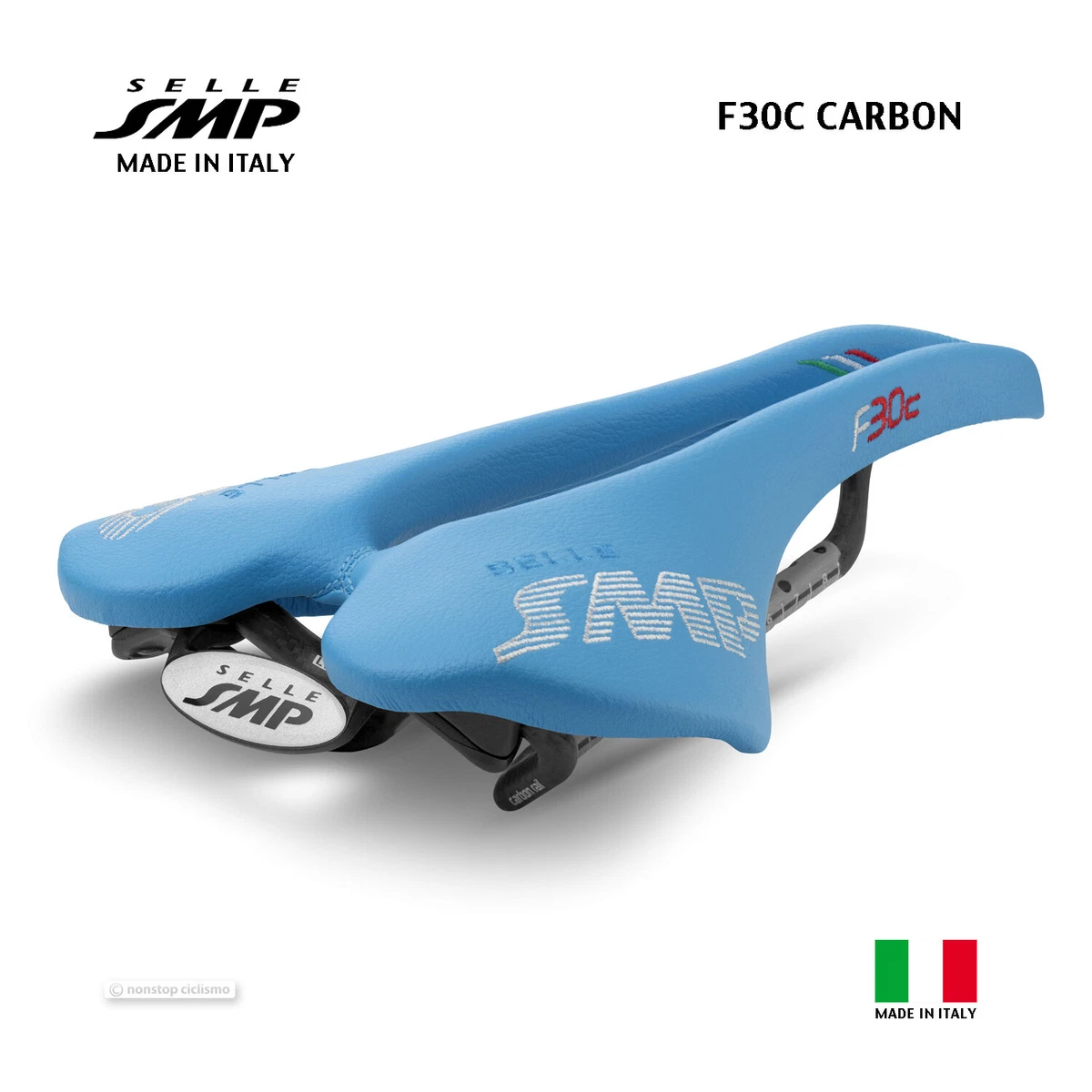 NEW Selle SMP F30C CARBON Rail Saddle : LIGHT BLUE - MADE IN iTALY