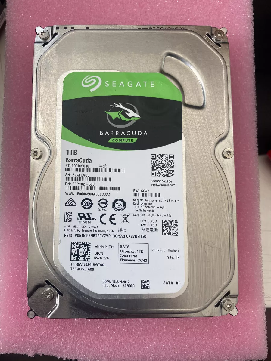 Seagate BarraCuda 1TB Internal Hard Drive HDD – 3.5 Inch SATA 6 Gb/s 7200  RPM 64MB Cache for Computer Desktop PC (ST1000DM010)