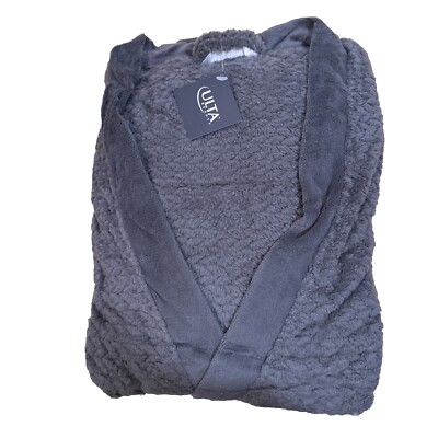 Ulta Plush Robe One Size Gray Super Soft Belted Long Sleeve Fleece