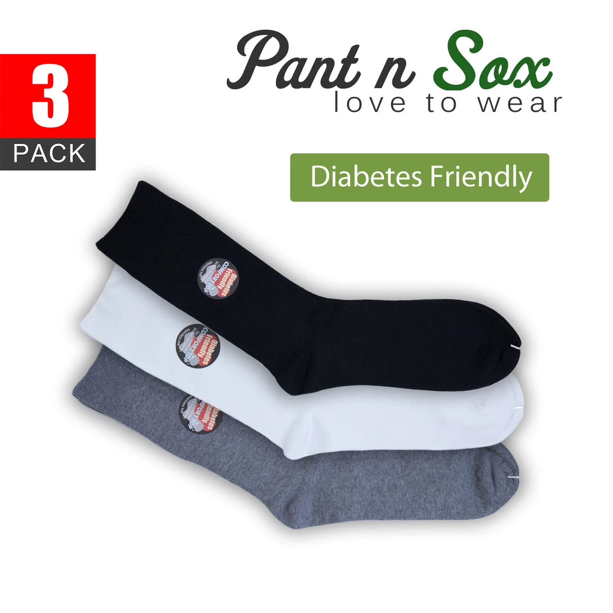 3 Pairs No Elastic Dress Socks Loose Top Business Socks Size 2-8 6-11 Men Women