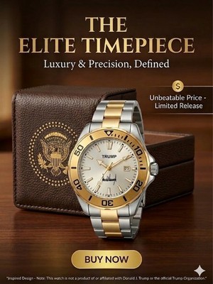 Donald Trump Signature Watch - Gold Dial, Two-tone (Gold & Silver), Date Window.