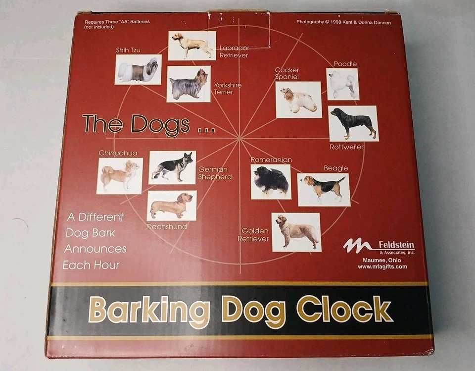 Dog Clock Barking 13 Inch Brown Popular Breeds. Works. Tested.  - Image 2 of 2