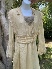 Antique 1919 20s Edwardian Wedding Gown XS READ