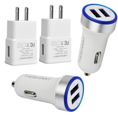 Dual USB Port Wall Home Charger Car Charger For Samsung Galaxy S25 S24 S23 S22