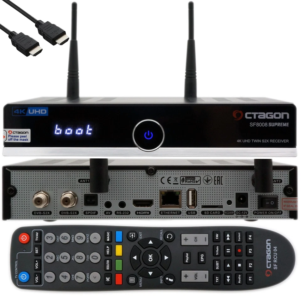Octagon SF8008 SUPREME Twin 4K UHD Sat Receiver Linux PVR 2xDVB-S2X TWIN - Photo 1/4