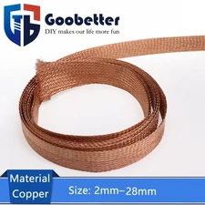 Pure Copper Braided Sleeve Metal Shielding Mesh Cable Sleeving 2mm 4mm-28mm