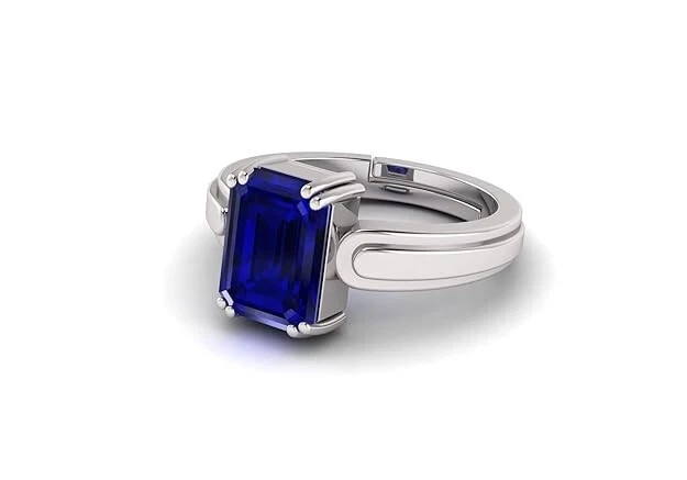 Anillo ajustable de zafiro azul con anillo de neelam de 8,50 quilates para hombre y mujer Foto 4 de 4
