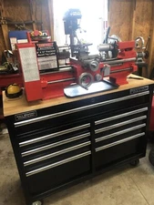 46 In. 9-Drawer Mobile Storage Cabinet With Solid Wood Top, Black Workbench