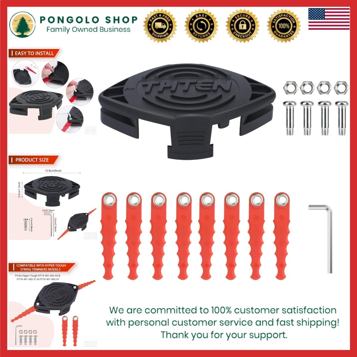 String Trimmer Replacement Blades Head for Hyper Tough 13in