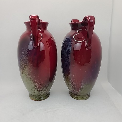 Paar Royal Doulton Flambe gesungene Vase mit zwei Griffen signiert Charles Noke FM Fred Moore - Bild 5 von 14