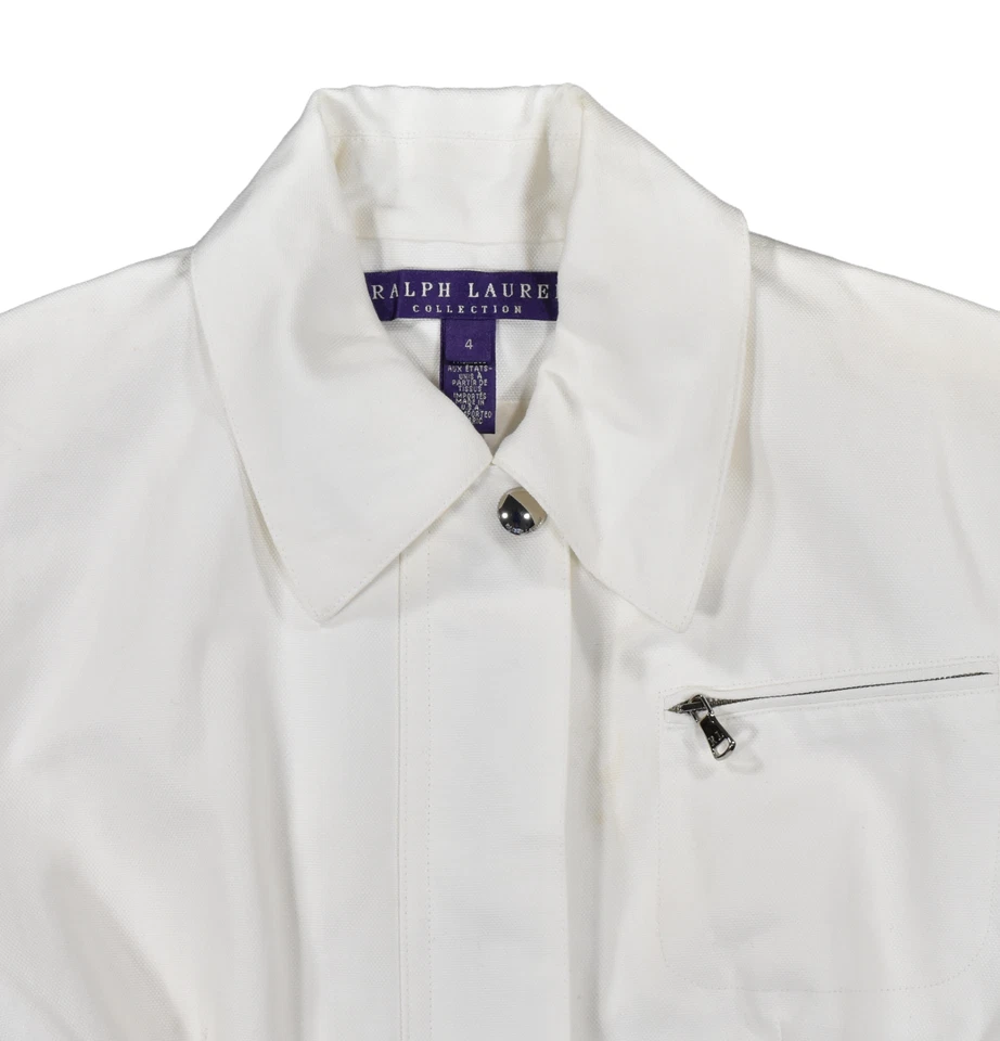 Chaqueta Corta Ralph Lauren Etiqueta Púrpura Blanca Algodón Lino Nueva $1998 Foto 3 de 4