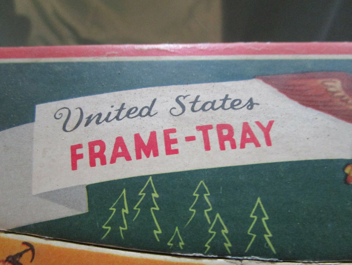 Vintage Whitman Inlaid Frame Tray United States Map Puzzle
