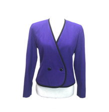 Vintage Pendleton Size 4 100 Virgin Wool Cropped Blazer Purple w/Black Trim