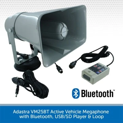 12V Vehicle Megaphone for Car Roof with Bluetooth Looper USB/SD Adastra VM25BT