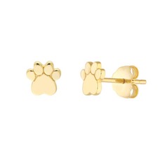 14K Solid Yellow White Gold Dog Paw Stud Earrings 1.05 grams