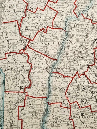 Antique MAP Engraving 1893 AMERICA USA STATE “New Hampshire & Vermont” - Picture 4 of 4
