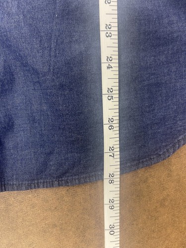 Calvin Klein Shirt Womens Extra Large Pearl Button Down Blue Chambray Denim - Picture 12 of 21