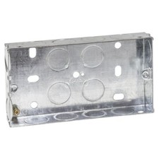 Double Socket Back Box 25mm Metal 2 Gang for Electric Wall Plug - 1 5 10 20 Bulk