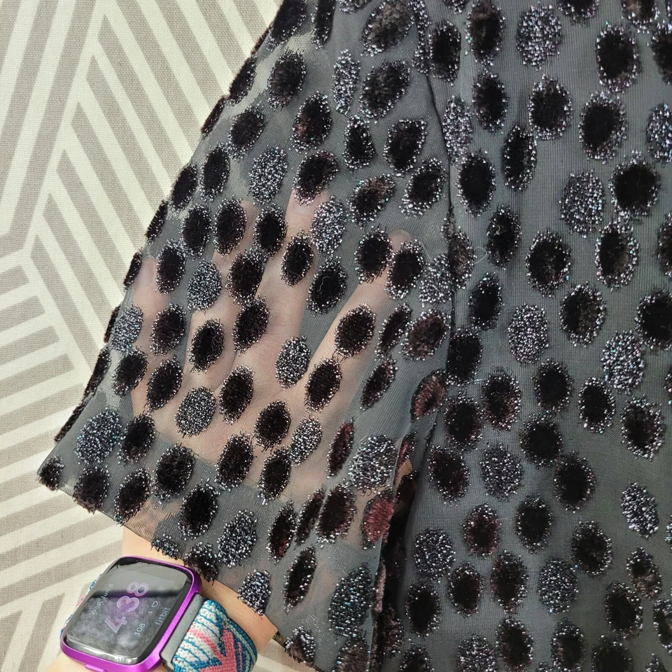 Vestido De Colección John Roberts Talla 12 Noche Carrera LBD Malla Top Punto Suizo Plisado Foto 4 de 4