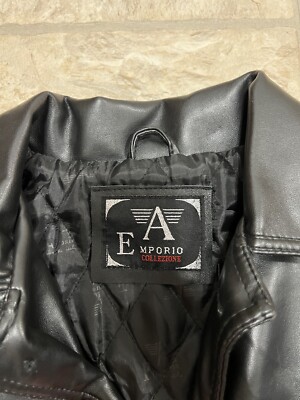 ジャケット・アウター 2010AW EMPORIO ARMANI leather jacket 46 Armani Exchange Men's Fitted Full Zip Eco Leather Jacket, Black