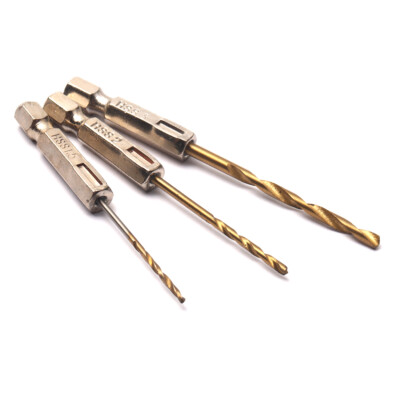3pcs 1.5/2.0/3.0mm HSS Ti-coated Drill Quick Change Bit Set 1/4'' Hex Shank 