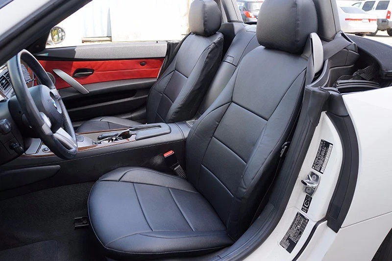 para BMW Z4 2003-2008 IGGEE S. CUERO AJUSTE PERSONALIZADO 2 FUNDAS ASIENTO DELANTERO 13 COLORES Foto 4 de 4
