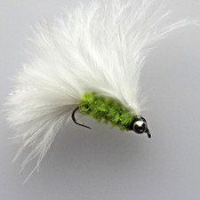 Fly Fishing Cat Whiskers beadhead Floro Green/White size 12 Pack of 8 #201