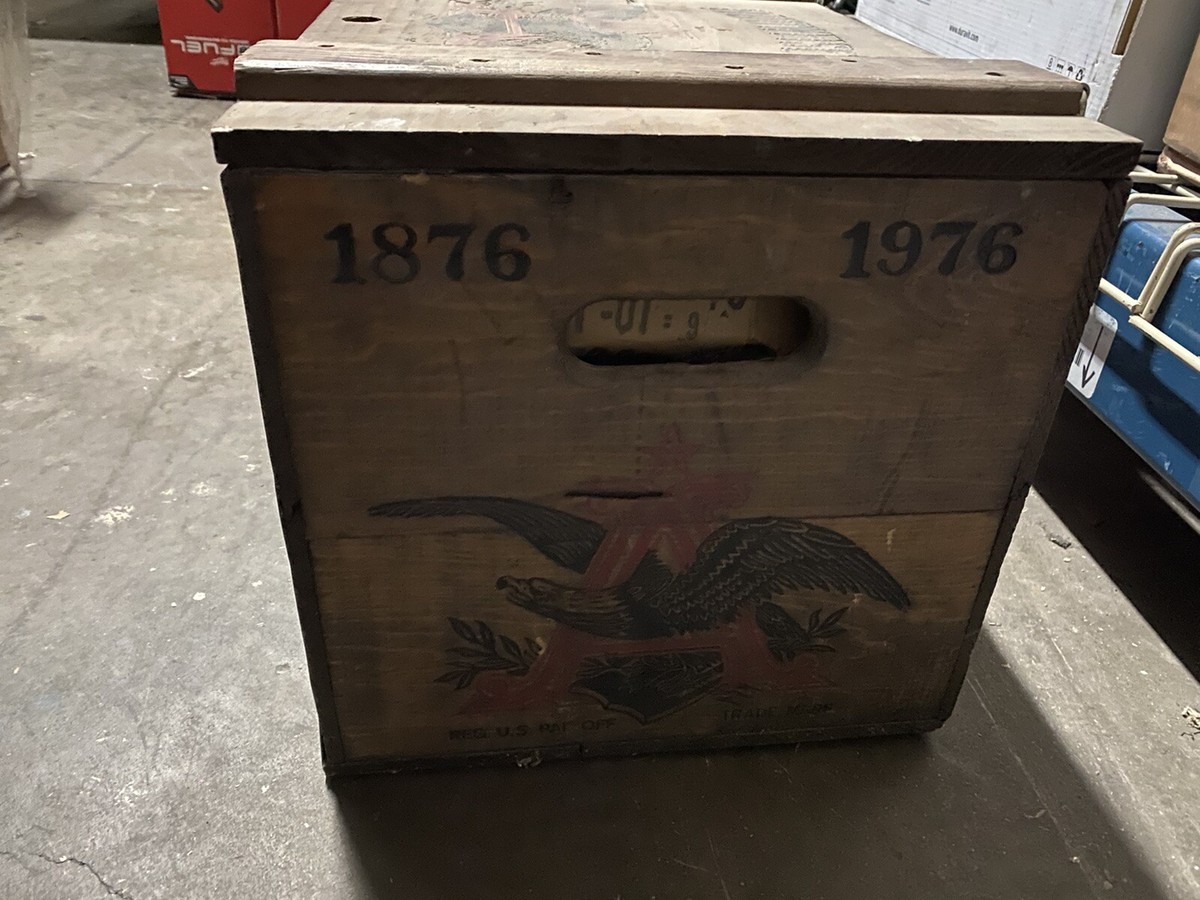 Vintage Budweiser Wooden Crate Box Centennial 1876-1976