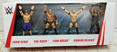 WWE Collector set of 2.5'' Figurines John Cena THE ROCK Finn & Roman Reign A3
