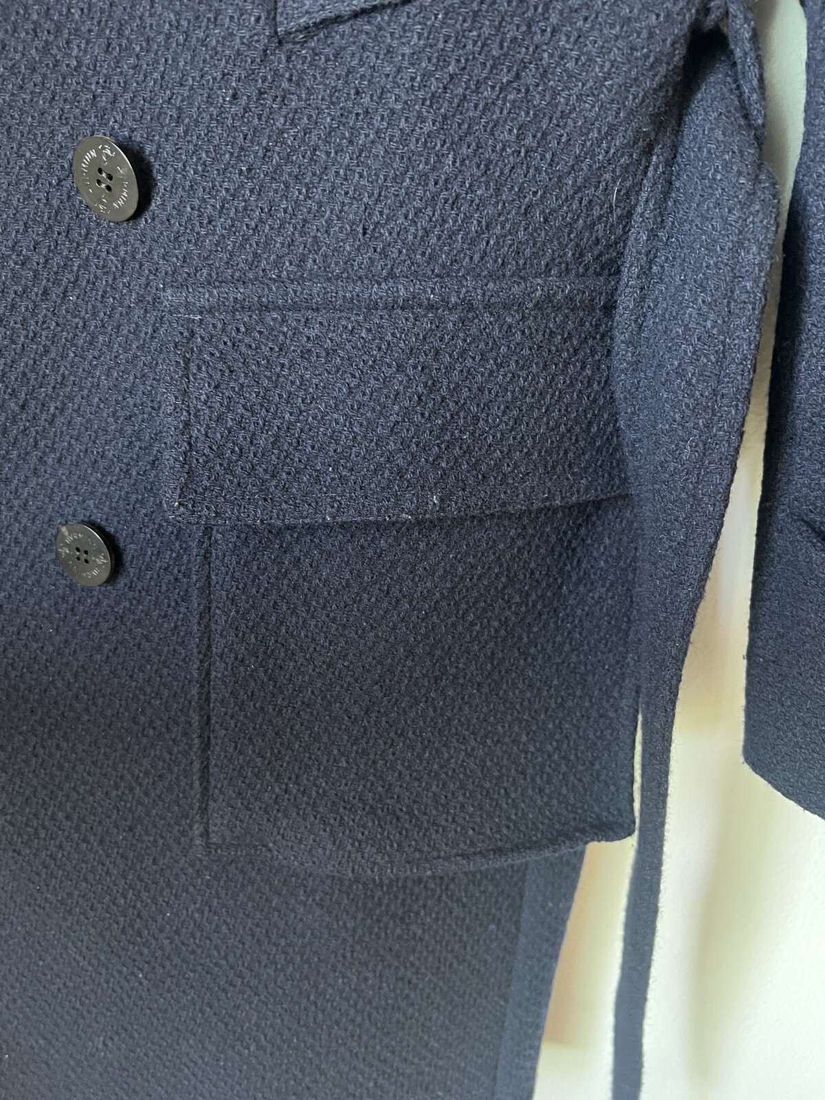 RARE HVRMINN New York Navy Double Breasted Belted Coat 38 Wythe Aime Leon Dore image 5