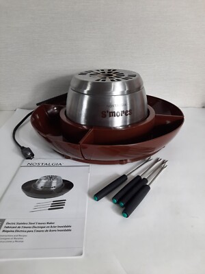 Nostalgia LSM400 Indoor Electric Stainless Steel S'mores Maker Swivel Base