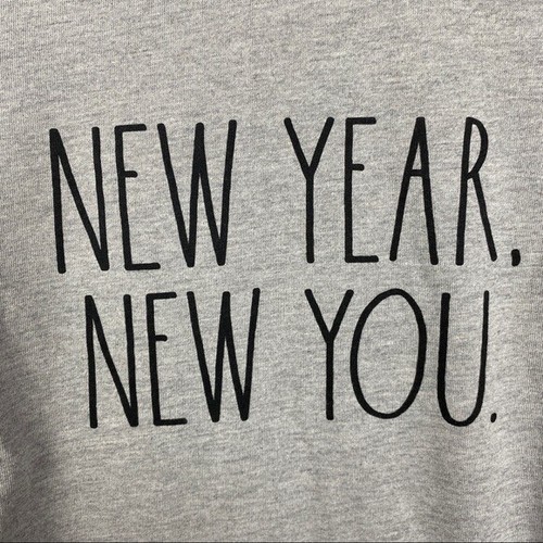 Rae Dunn "New Year New You" Graphic Print T-Shirt Women's XS Heather Gray NEW - Picture 7 of 11