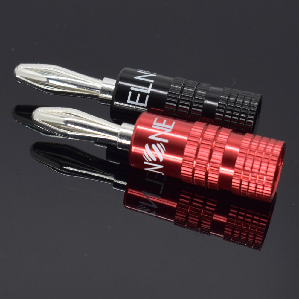 8pcs ELNONE High Quality Silver Plated Speaker Banana Plug Male Audio Connector