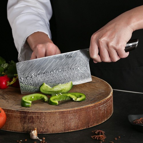 TURWHO 7in Kitchen Vegetable Meat Chopper Japan VG10 Damascus Steel Chef Knife - Picture 5 of 9