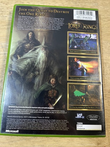 The Lord of the Rings The Fellowship of the Ring Xbox Video Game Complete - Picture 2 of 5