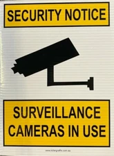 SECURITY NOTICE SURVEILLANCE CAMERAS IN USE CORFLUTE SIGN A4 SIZE
