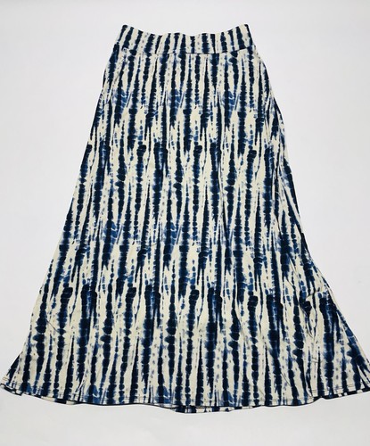 Blue White Tie Dye Flowy Midi Skirt Size M Boho Hippie Beach Resort Pull On