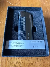Lotus CEO Triple Torch Flame Lighter w/ Cigar Punch - Gunmetal - New