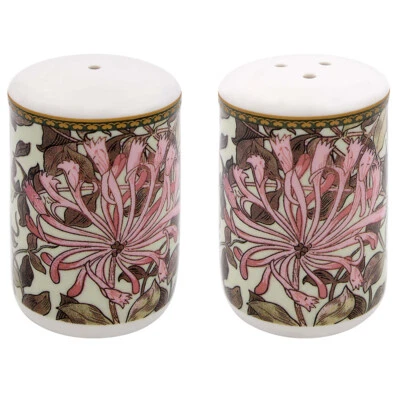 LESSER & PAVEY Morris Pink Honeysuckle Ceramic Salt & Pepper Shakers Floral Flower Vintage Pots