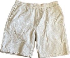 Stussy Stock Logo Shorts Men s L Heather Gray Elastic Waist Drawstring Fleece