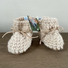 Maglione Bebo Bean nuovo con etichette mocassini bambino in avorio taglia 0-6 Mos lana, suola in pelle