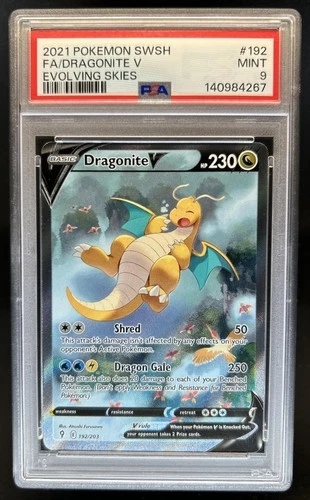 2021 Pokemon SWSH Evolving Skies Dragonite V #192/203 PSA 9